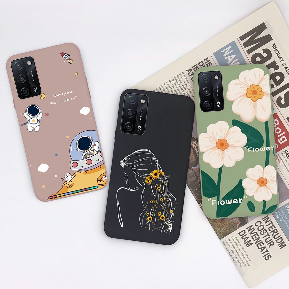 สําหรับ Oppo A54S A53S A56 4G 5G แฟชั ่ น Pretty Pilot ดอกไม ้ ป ้ องกันซิลิโคน Matte กันกระแทกสําหรับ Oppo A 54 S OppoA53S A56 4G 5G ฝาครอบเปลือก
