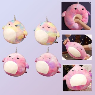 Squishmallow หมอนตุ๊กตานุ่ม รูปการ์ตูนปลาวาฬ สีรุ้ง ขนาดเล็ก ขนาดใหญ่