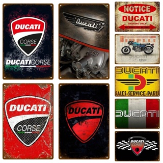 โปสเตอร์โลหะดีบุก ลาย Ducati สไตล์วินเทจ เรโทร สําหรับตกแต่งผนังบ้าน ร้านอาหาร