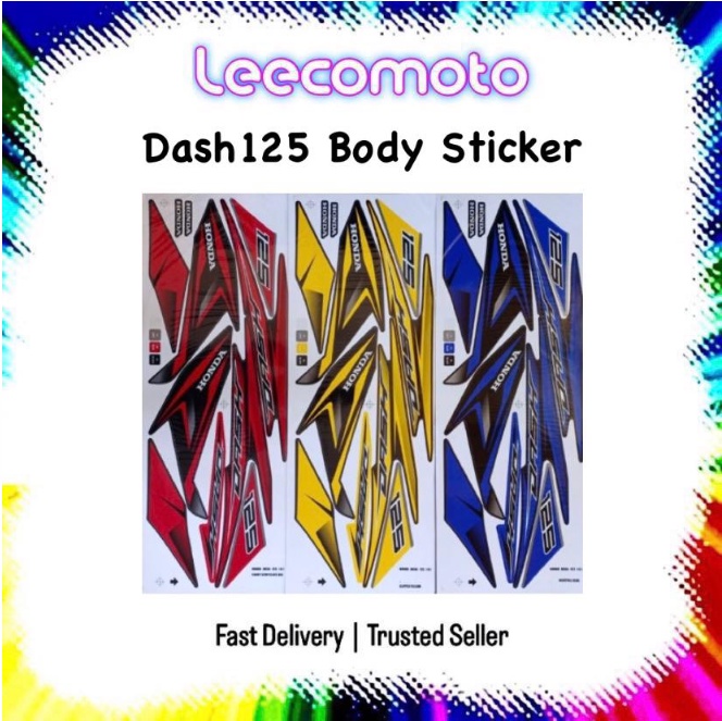 ( 8 ) Stiker สติ๊กเกอร์ฝาครอบตัวถังชุดแถบ (8) Wave Dash125 Dash 125 Coverset Strike 8 Red Yellow Blu