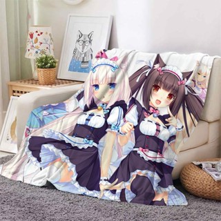 Cloocl ผ้าห่ม ผ้าสักหลาด พิมพ์ลายการ์ตูนอนิเมะ Nekopara Chocola 3D สําหรับตกแต่งบ้าน