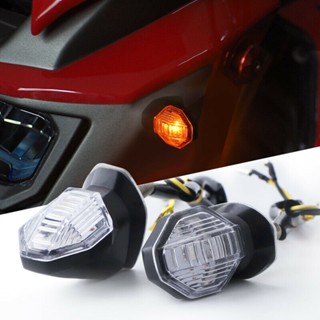 ไฟเลี้ยว LED 12V สีเหลืองอําพัน อุปกรณ์เสริม สําหรับรถจักรยานยนต์ 2 ชิ้น