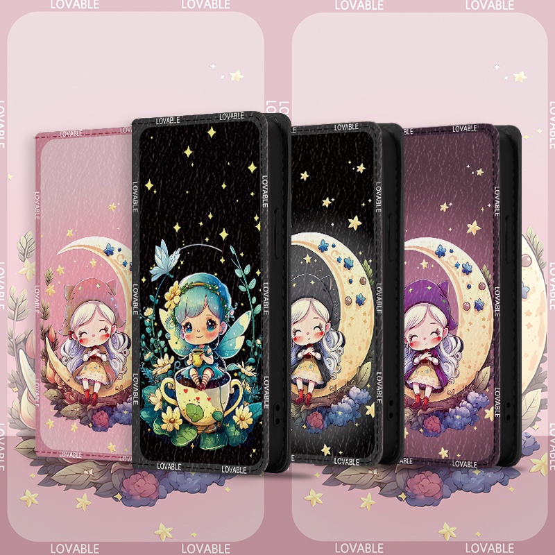 เคสโทรศัพท์มือถือหนัง กันกระแทก ลายดวงจันทร์ เด็กผู้หญิง สําหรับ Vivo V20 V23 V25 V27 Pro V23E V20SE Y70 V21E