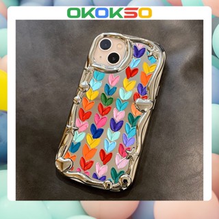 [OKOKSO] เคสโทรศัพท์มือถือนิ่ม กันกระแทก ลายการ์ตูนหัวใจ หลากสี สําหรับ OPPO Reno9 Reno8 Reno7pro reno6 7z 8T 5 R17 A53 A9 2020 F11 A31 A3S A78 A77