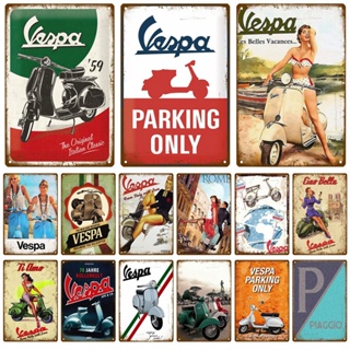 โปสเตอร์โลหะดีบุก ลาย Vespa สไตล์วินเทจ เรโทร สําหรับตกแต่งผนังบ้าน ร้านอาหาร