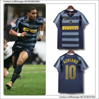 เสื้อกีฬาแขนสั้น ลายทีมชาติฟุตบอล Inter Milan ADRIANO International Milan 2004 04-05 สไตล์เรโทร