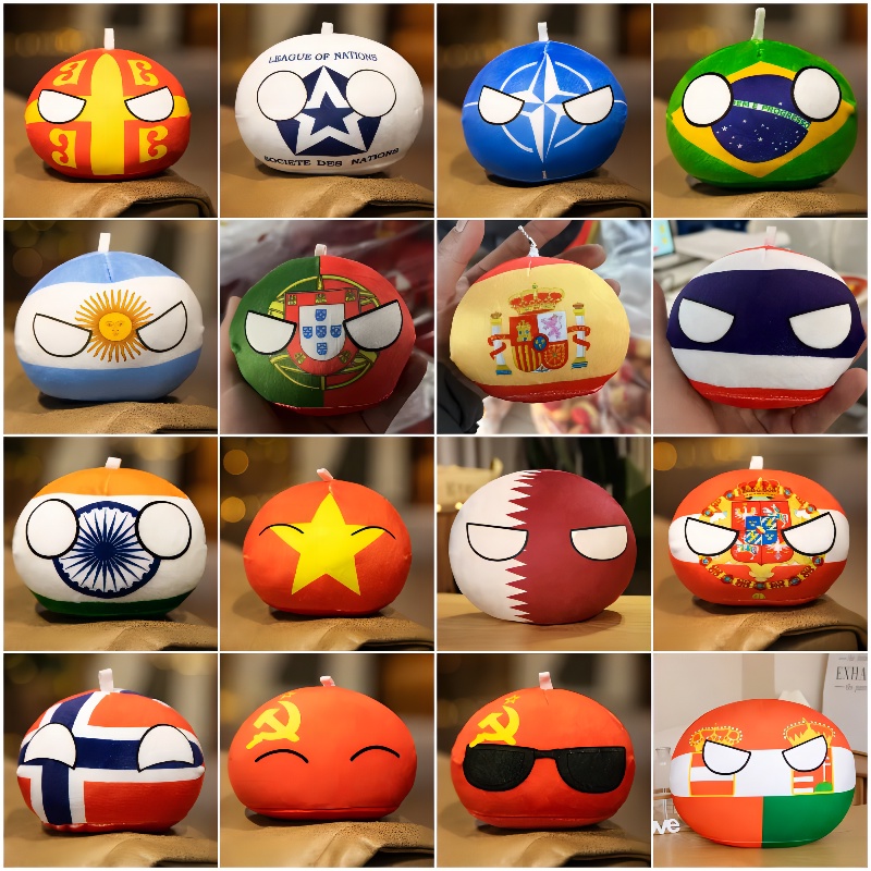 26 รูปแบบ 10 ซม. Country Ball ตุ๊กตาของเล่น Polandball จี้ Country Balls Countryball ตุ๊กตายัดไส้ วันเด็ก สําหรับเด็ก
