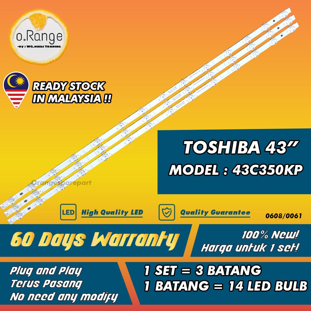 โคมไฟ TOSHIBA 43" 43C350KP 43 INCH LED TV BACKLIGHT 43C350K 43C350 Mlz3 "