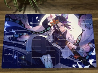 Kimetsu no Yaiba Yugioh Playmat Kochou Shinobu Anime CCG TCG แผ่นรองการ์ดเกม