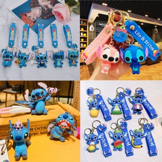 พวงกุญแจ จี้ตุ๊กตาฟิกเกอร์ Disney Stitch PVC สําหรับตกแต่งกระเป๋า