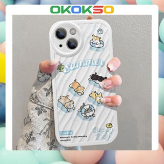 [OKOKSO] เคสโทรศัพท์มือถือนิ่ม กันกระแทก ลายการ์ตูนลูกสุนัขว่ายน้ํา สําหรับ OPPO Reno9 Reno8 Reno7pro reno6 7z 8T 5 R17 A53 A9 2020 F11 A31 A3S A78 A77