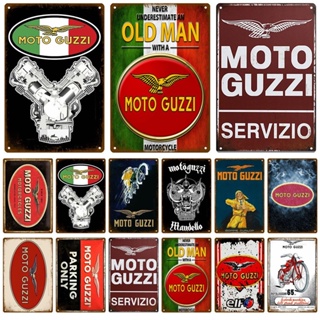 โปสเตอร์โลหะดีบุก ลาย Moto Guzzi สไตล์วินเทจ สําหรับตกแต่งผนังบ้าน ร้านอาหาร