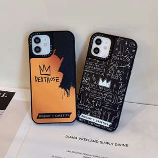 Casetify BASQUIAT เคสโทรศัพท์ซิลิโคน PC แข็ง กันกระแทก ลายกราฟฟิตี้ พร้อมกระจก สําหรับ IPhone 14 11 Pro Max 12 13 Mini 6 8 7 Plus SE XR XS X Max