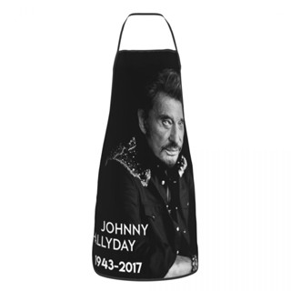 Johnny Hallyday ผ้ากันเปื้อน แขนกุด แฟชั่นสําหรับผู้หญิง ผู้ชาย ครัว ผ้ากันเปื้อน ทําความสะอาดครัว ในครัวเรือน Pinafore