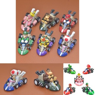 ตุ๊กตาฟิกเกอร์ Super Mario Bros Kart Pull Back Car ของเล่นสําหรับเด็ก 6 ชิ้น