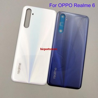 Bizh- ฝาครอบแบตเตอรี่ด้านหลัง แบบพลาสติก พร้อมสติกเกอร์ สําหรับ Oppo Realme 6 RMX2001 BBK R2001 Realme 6