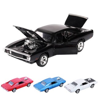 โมเดลรถยนต์ 1:32 Dodge Diecast แบบโลหะ มีเสียง และไฟ ของเล่นสําหรับเด็ก