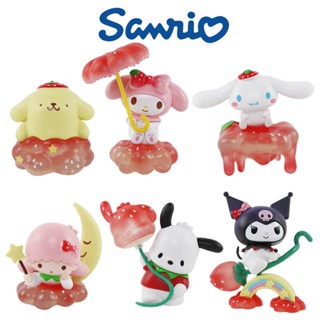 ฟิกเกอร์ Pvc รูป Sanrio Kuromi Cinnamoroll Strawberry Park ขนาดเล็กน่ารัก สําหรับตกแต่งรถยนต์ จํานวน 6 ชิ้น ต่อชุด