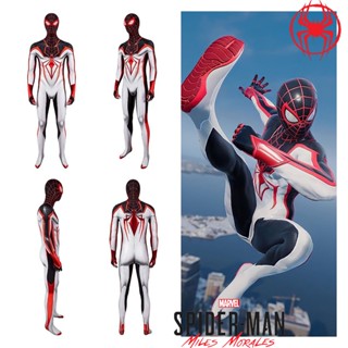 ชุดคอสเพลย์ Spider man Ps5 Miles Morales ผ้าโพลีเอสเตอร์ สีขาว แบบเป็นทางการ