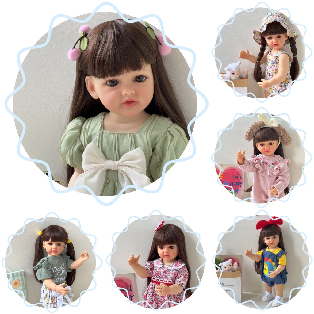 Npk ตุ๊กตาเด็กแรกเกิด ซิลิโคน สีเขียว 55 ซม. สไตล์เบ็ตตี้ ผมสังเคราะห์ และน่ารัก ใช้ซ้ําได้