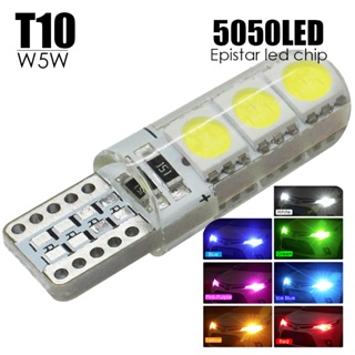 โคมไฟซิลิคอนติดป้ายทะเบียนรถยนต์ T10 Led Canbus No Error 194 168 W5W 12V สีขาวอําพัน 10 ชิ้น