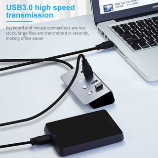 ฮับ USB 3.0 4 พอร์ต พร้อมสวิตช์เปิด ปิด LED USB C ความเร็วสูง สําหรับ PC แล็ปท็อป คอมพิวเตอร์ โน๊ตบุ๊ค