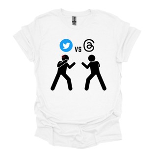 เสื้อยืด พิมพ์ลาย Battle of threads twitter vs threads สําหรับผู้ชาย