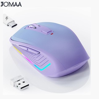 Jomaa เมาส์ไร้สายบลูทูธ RGB 2.4G แบบชาร์จไฟได้ ออกแบบตามสรีรศาสตร์ สําหรับแล็ปท็อป คอมพิวเตอร์