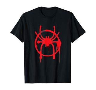 เสื้อยืด ผ้าฝ้าย พิมพ์ลาย Marvel Spider-Man Into the Spider-Verse สีแดง