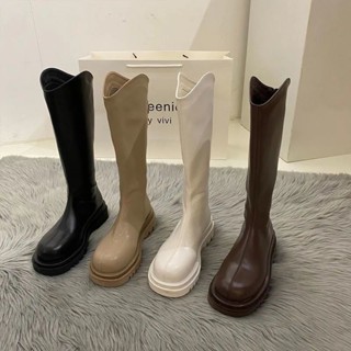 Martin Boots ผู้หญิงหนาแต่เพียงผู้เดียว รองเท้าบูทสีน้ำตาล 2022 ใหม่ V