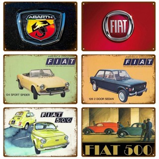 Fiat Abarth ป้ายโลหะดีบุก ลายถ้ํา สไตล์วินเทจ เรโทร สําหรับตกแต่งผนังรถยนต์