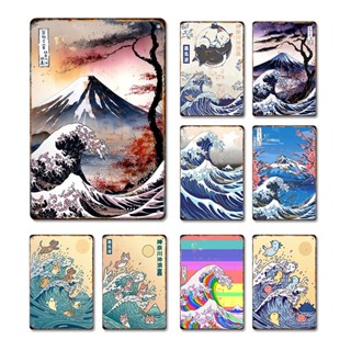แผ่นป้ายโลหะดีบุก รูปการ์ตูนมังงะ Kanagawa Wave Fuji Hokusai สไตล์ญี่ปุ่น สําหรับตกแต่งผนัง บาร์ คลับ