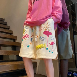 Graffiti Casual Shorts ผู้หญิงฤดูร้อนอเมริกันสูงถนนหลวมหลายร้อยบาสเกตบอลกางเกงกีฬา ins นักเรียนกางเกงห้าส่วน