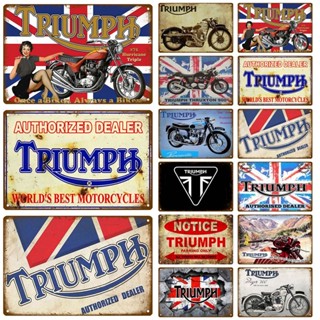 โปสเตอร์โลหะดีบุก ลาย Triumph For The Garage สไตล์วินเทจย้อนยุค สําหรับแขวนตกแต่งผนังบ้าน โรงรถ