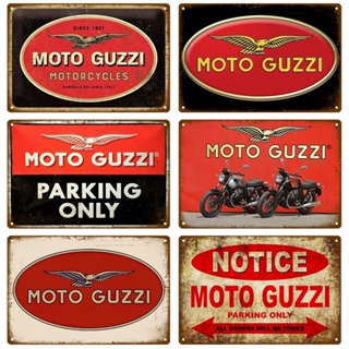 โปสเตอร์โลหะดีบุก ลาย MOTO GUZZI สไตล์วินเทจ สําหรับตกแต่งผนังบ้าน ร้านอาหาร