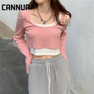 Cannup เสื้อไหมพรมแขนยาว แฟชั่น และสะดวกสบาย 2023 NEW  ins A21K0FU