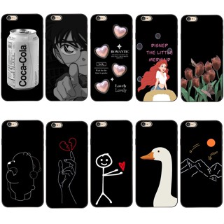 เคสโทรศัพท์มือถือ ซิลิโคนนุ่ม TPU ใส สีดํา สําหรับ iphone 4 4s 6 6s