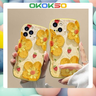 เคสโทรศัพท์มือถือนิ่ม กันกระแทก ลายการ์ตูนภาพวาดสีน้ํามัน รูปคลื่น ดอกไม้สีเหลือง สไตล์คู่รัก สําหรับ OPPO Reno9 Reno8 Reno7pro reno6 7z 5 R17 A53 A9 2020 F11 A31 A3S A77 Findx3pro