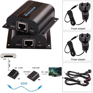 ตัวขยายสัญญาณเครือข่ายอีเธอร์เน็ต 1080P HD CAT6 CAT 6e RJ45 HDMI ยาว 60 ม. สําหรับแล็ปท็อป คอมพิวเตอร์ และทีวี