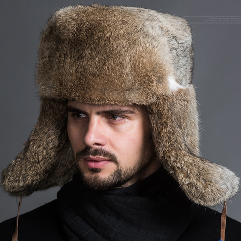 ฤดูหนาวผู้ชาย Bomber หมวก Warm Thicken Faux Fur Earflap รัสเซียหมวกชาย Leifeng Windproof หิมะหมวกสกีสีดําสีน้ําตาลใหม่แฟชั่น