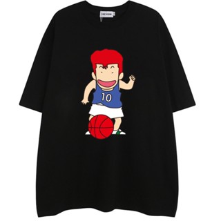 เสื้อยืดแขนสั้นลําลอง ผ้าฝ้าย ทรงหลวม พิมพ์ลายแอนิเมชั่น Slam Dunk สไตล์ญี่ปุ่น สําหรับผู้ชาย ไซซ์ S - 7XL