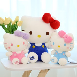 ของเล่นตุ๊กตา Hello Kitty ของแท้ แบบนิ่ม สีชมพู สีฟ้า 12 นิ้ว สําหรับเด็กผู้หญิง