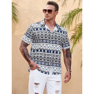 เสื้อเชิ้ต พิมพ์ลาย Manfinity Homme Geo สําหรับผู้ชาย