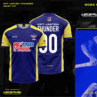 เสื้อกีฬาแขนสั้น ลาย KPT Uniten Thunder Hockey Away Fan Jersey | แขนสั้น