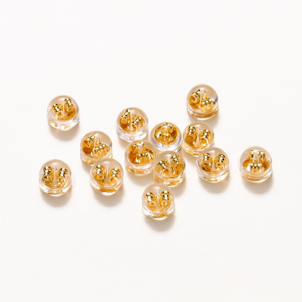 St. kunkka 20ชิ้น 4.5*5.5มม ที่อุดหูแฮมเบอร์เกอร์ชุบ 18K ที่ไม่ซีดจาง ที่อุดหูซิลิโคนที่ไม่ทำให้แพ้และตัวล็อคแบบกระดุมสำหรับการผลิตต่างหูเครื่องประดับ