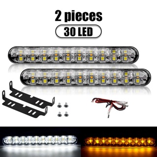 ไฟเลี้ยว ไฟตัดหมอก ไฟเดย์ไลท์ Led 30 ดวง 12V สีขาว สีเหลือง สําหรับรถยนต์ 2 ชิ้น