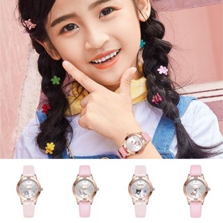 นาฬิกาข้อมือ ลายการ์ตูนคิตตี้ เมโลดี้ หยก ประดับเพชรเทียม สําหรับเด็ก