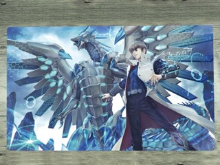 Yugioh Playmat Slifer the Sky Dragon &amp; Kaiba Seto TCG CCG แผ่นรองเมาส์เล่นเกม ฟรีกระเป๋า