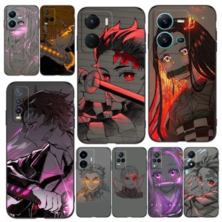 เคสโทรศัพท์มือถือซิลิโคน Tpu แบบนิ่ม ลาย Demon Slayer สีดํา สําหรับ Vivo Y91 Y95 U1 Y72 5G Y52 5G Y70 Y91i Y93s Y93 Lite