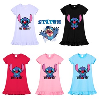 ชุดเดรส ลายการ์ตูน Stitch น่ารัก สําหรับเด็กผู้หญิง